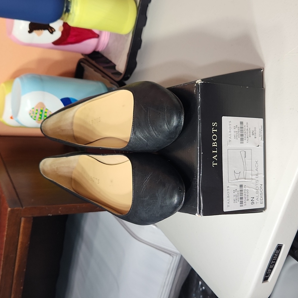 Talbots "Edison" Black 9n Leather Basic Business … - image 1